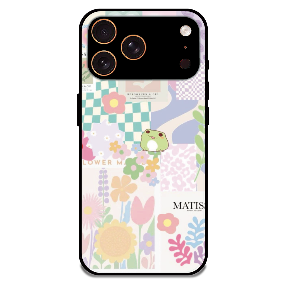 Cute Pastel Floral Collage Art - Glossy Metal Silicone Case For Apple iPhone 17 Pro Max