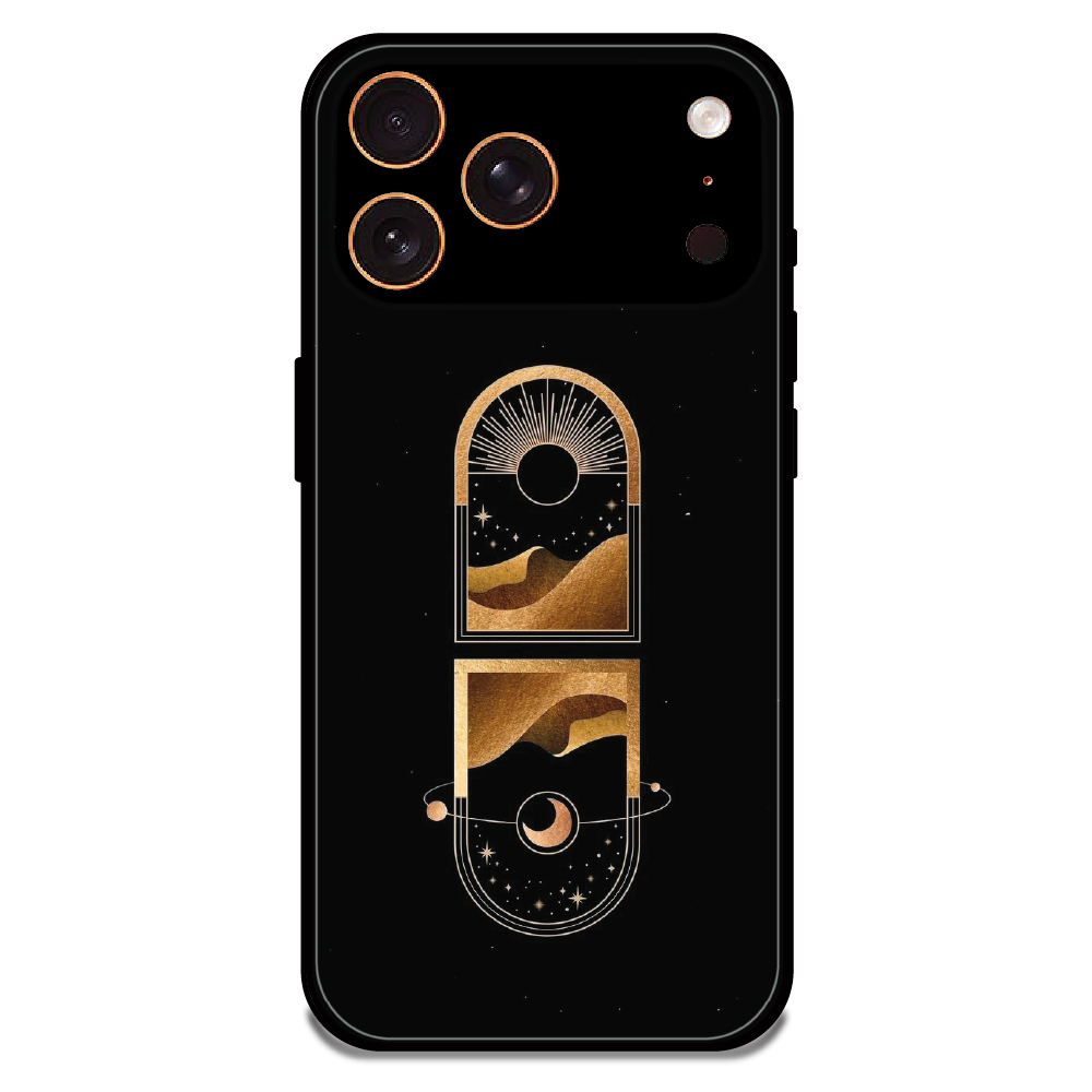 Golden Geometry - Glossy Metal Silicone Case For Apple iPhone 17 Pro Max