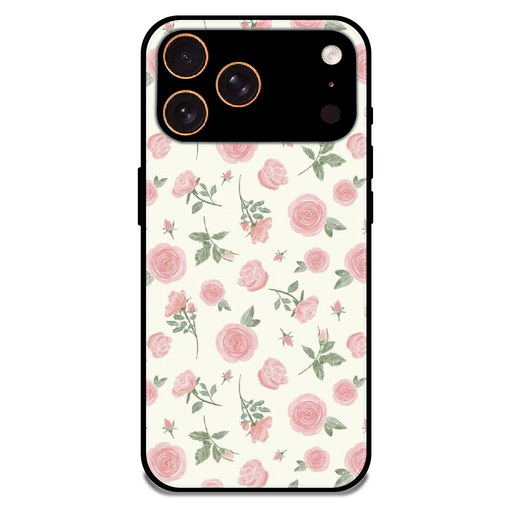 Soft Pink Rose Bloom - Glossy Metal Silicone Case For Apple iPhone 17 Pro Max