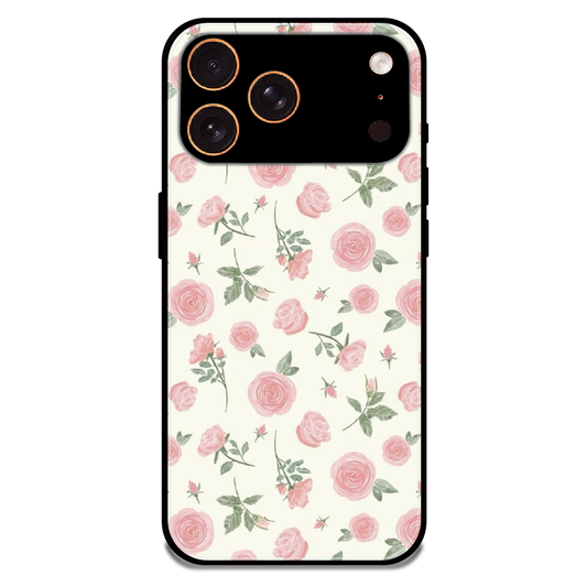 Soft Pink Rose Bloom - Glossy Metal Silicone Case For Apple iPhone 17 Pro Max