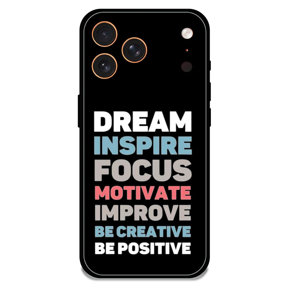 Dream Inspire Focus Typography - Glossy Metal Silicone Case For Apple iPhone 17 Pro Max