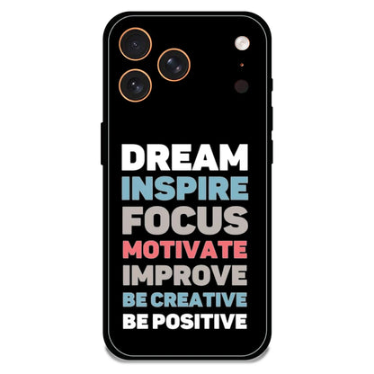 Dream Inspire Focus Typography - Glossy Metal Silicone Case For Apple iPhone 17 Pro Max