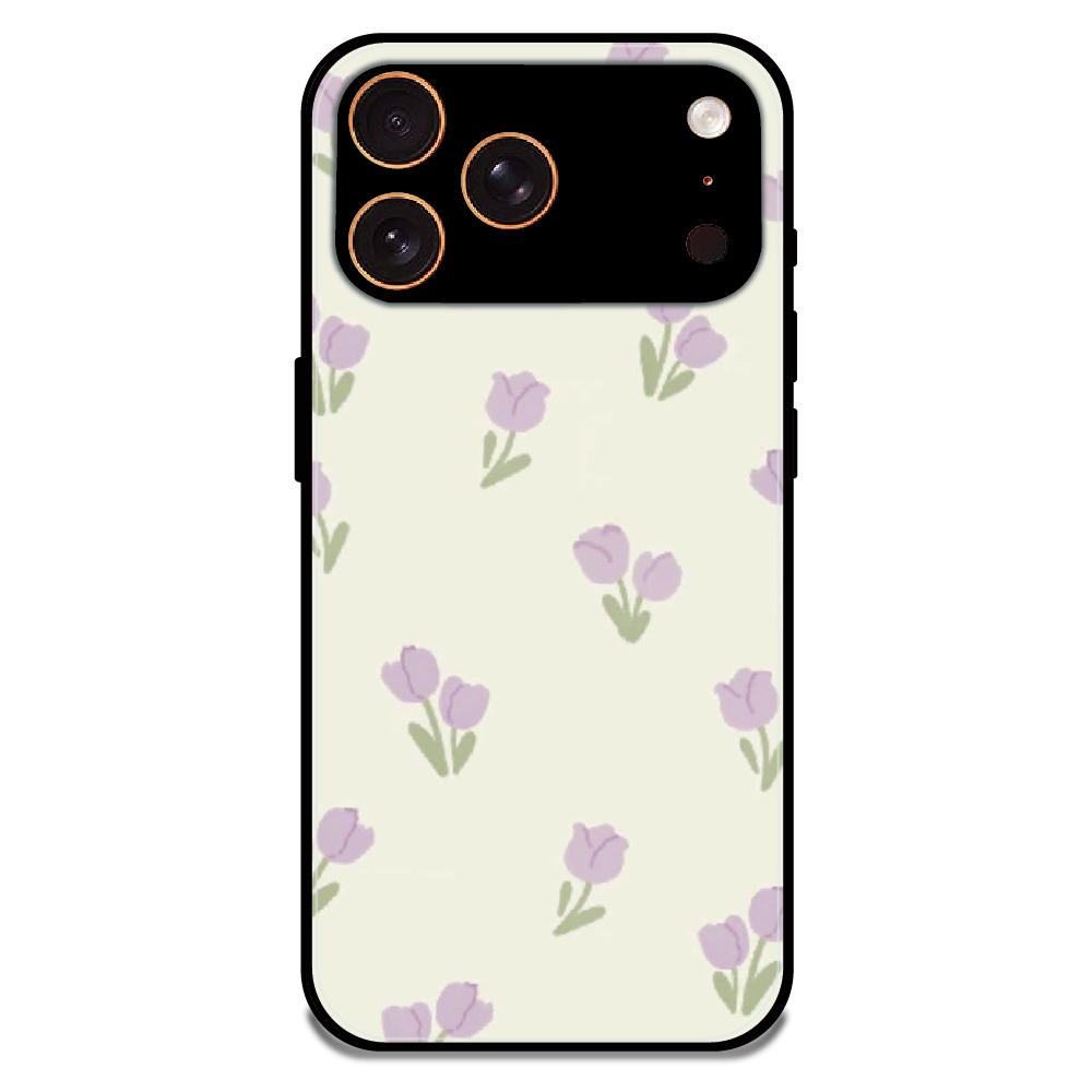 Minimal Tulip Pattern - Glossy Metal Silicone Case For Apple iPhone 17 Pro Max