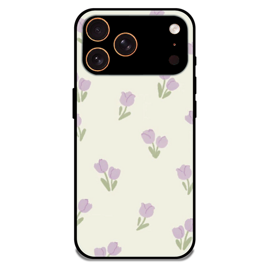 Minimal Tulip Pattern - Glossy Metal Silicone Case For Apple iPhone 17 Pro Max