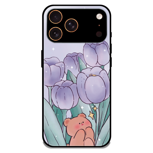 Tulip Bear Dreamscape - Glossy Metal Silicone Case For Apple iPhone 17 Pro Max
