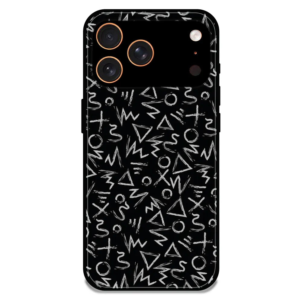 Geometric Black & White Pattern - Glossy Metal Silicone Case For Apple iPhone 17 Pro Max