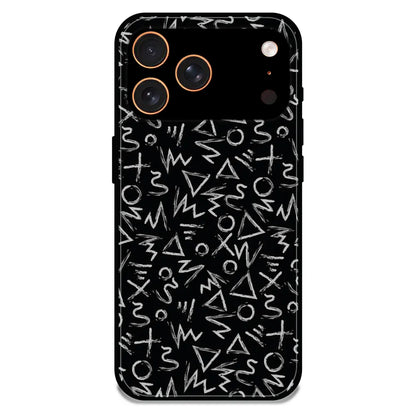 Geometric Black & White Pattern - Glossy Metal Silicone Case For Apple iPhone 17 Pro Max