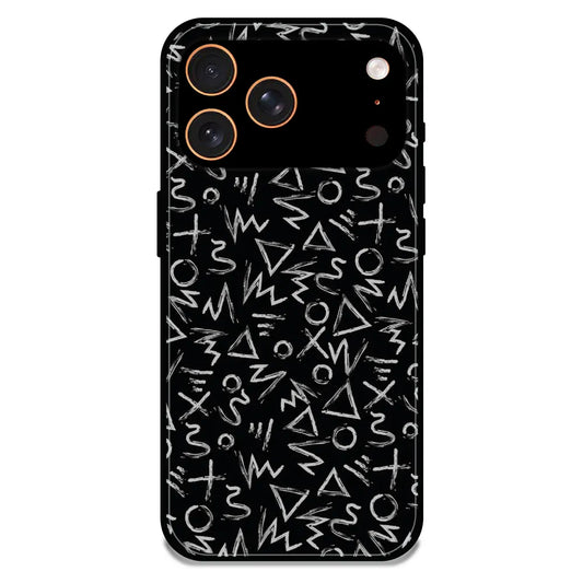 Geometric Black & White Pattern - Glossy Metal Silicone Case For Apple iPhone 17 Pro Max
