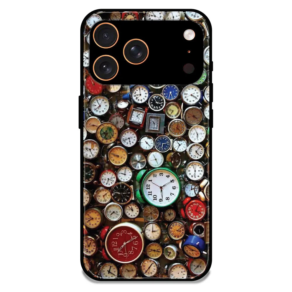 Retro Timepiece Pattern - Glossy Metal Silicone Case For Apple iPhone 17 Pro Max