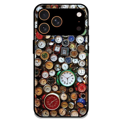 Retro Timepiece Pattern - Glossy Metal Silicone Case For Apple iPhone 17 Pro Max