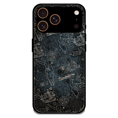 Vintage Explorer Map - Glossy Metal Silicone Case For Apple iPhone 17 Pro Max