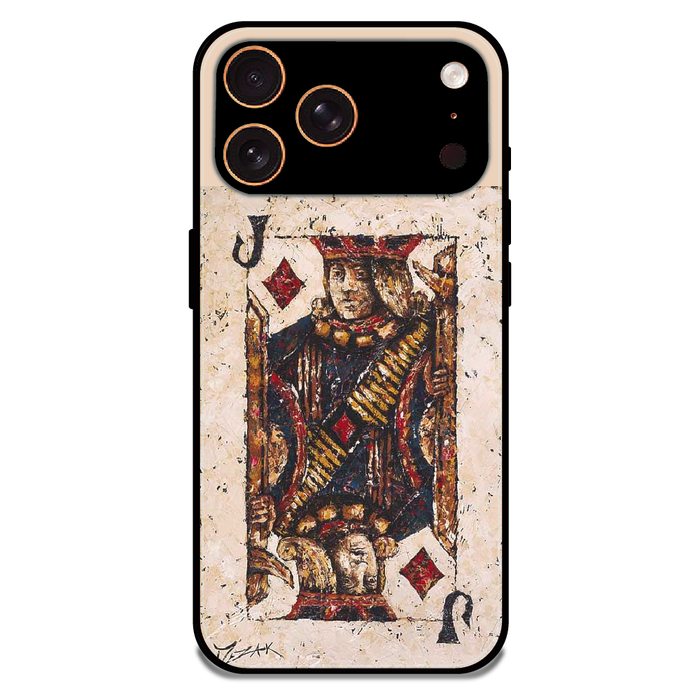 Vintage Playing Card King Art - Glossy Metal Silicone Case For Apple iPhone 17 Pro Max