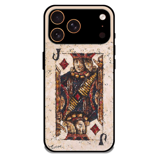 Vintage Playing Card King Art - Glossy Metal Silicone Case For Apple iPhone 17 Pro Max