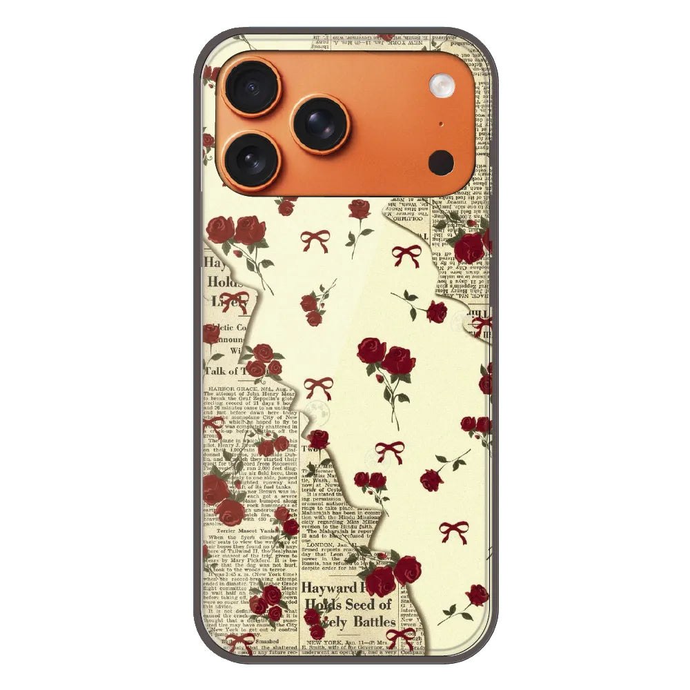 Floral Newspaper Aesthetic - Printed Silicone Case For Apple iPhone 17 Pro Max