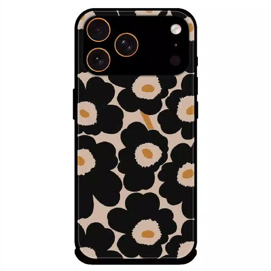 Bold Black Daisy Bloom - Glossy Metal Silicone Case For Apple iPhone 17 Pro Max