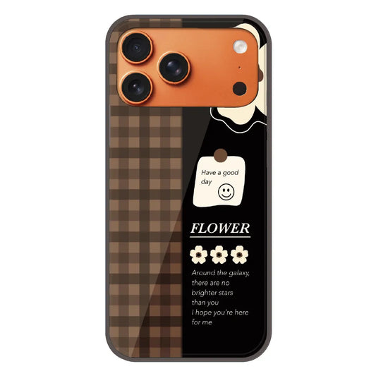 Brown Checkered Flower Quote - Printed Silicone Case For Apple iPhone 17 Pro Max