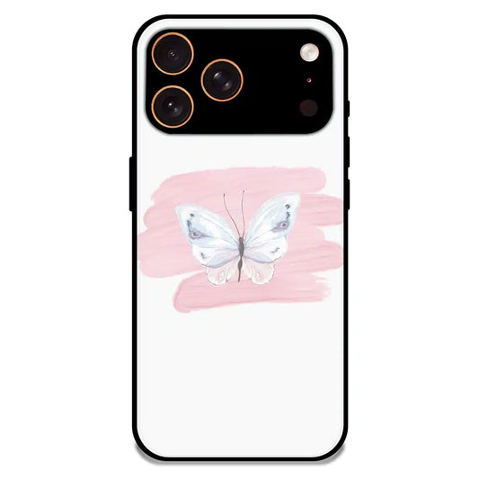 Minimal Butterfly Blush Art - Glossy Metal Silicone Case For Apple iPhone 17 Pro Max