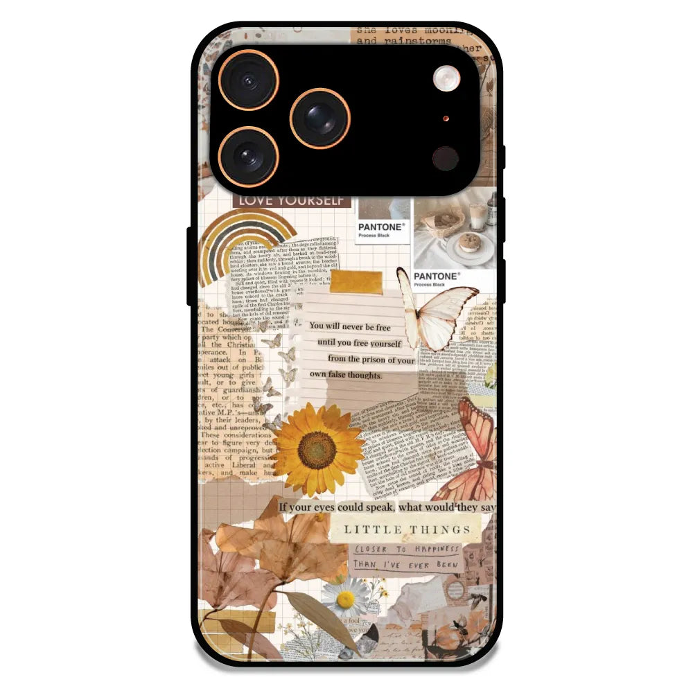 Aesthetic Butterfly & Sunflower - Glossy Metal Silicone Case For Apple iPhone 17 Pro