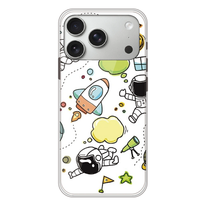 Cute Rocket & Galaxy - Printed Silicone Case For Apple iPhone 17 Pro