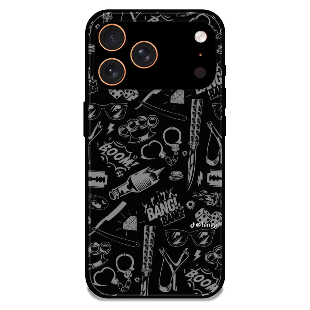 Black Graphic Street Art - Glossy Metal Silicone Case For Apple iPhone 17 Pro