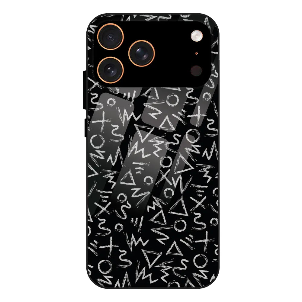 Geometric Black & White Pattern - Glass Case For Apple iPhone 17 Pro