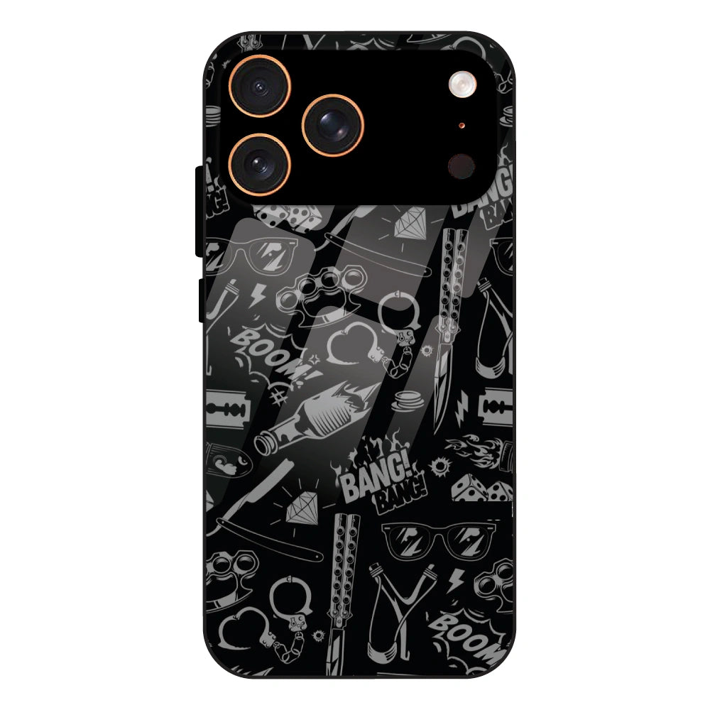 Black Graphic Street Art - Glass Case For Apple iPhone 17 Pro