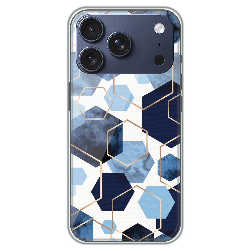 Blue Hex Mosaic - Printed Silicone Case for Apple iPhone 17 Pro