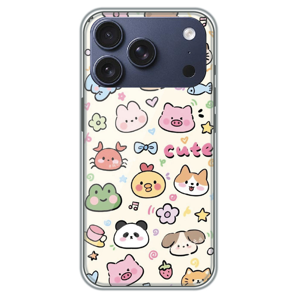 Cute Animal Friends - Printed Silicone Case for Apple iPhone 17 Pro