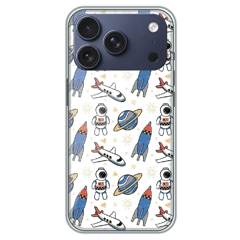 Doodle Space Explorer - Printed Silicone Case for Apple iPhone 17 Pro