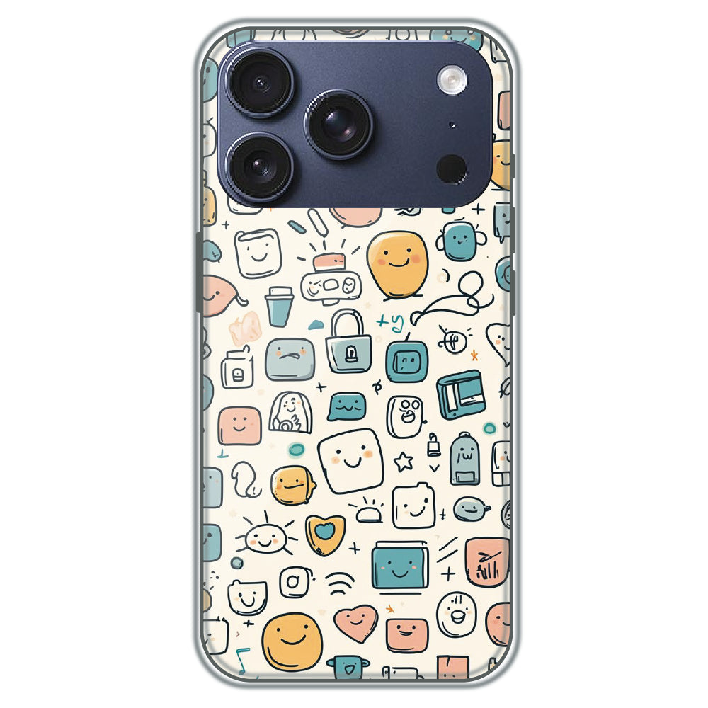 Happy Doodle Icons - Printed Silicone Case for Apple iPhone 17 Pro