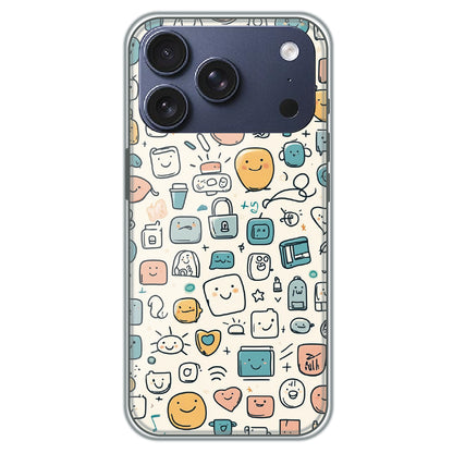 Happy Doodle Icons - Printed Silicone Case for Apple iPhone 17 Pro