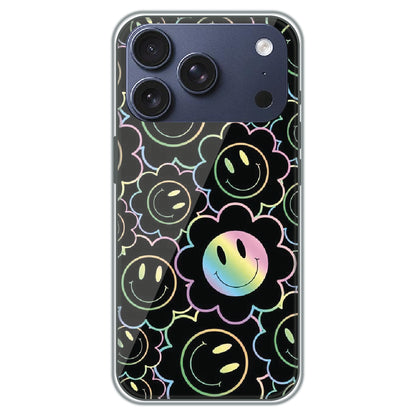 Holographic Smiley Bloom - Printed Silicone Case for Apple iPhone 17 Pro