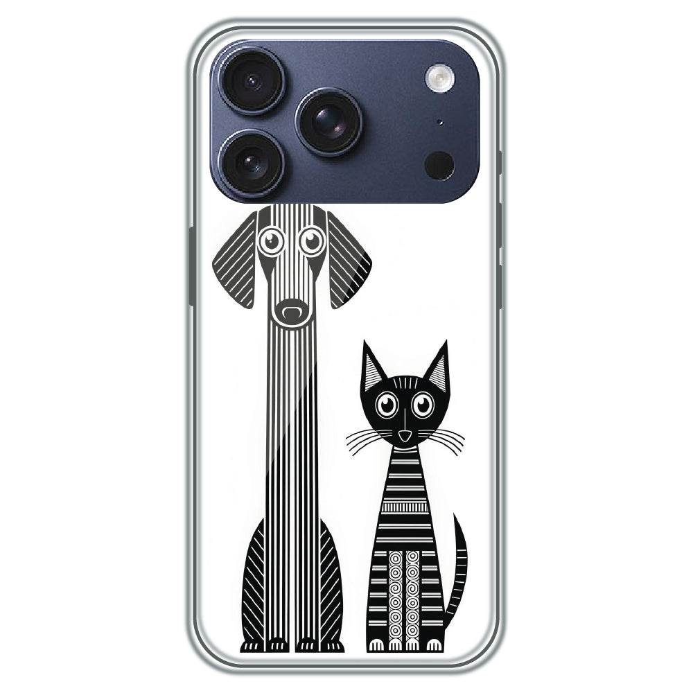 Line Art Dog & Cat - Printed Silicone Case for Apple iPhone 17 Pro