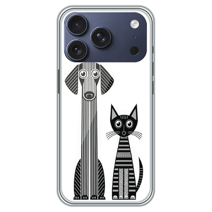Line Art Dog & Cat - Printed Silicone Case for Apple iPhone 17 Pro