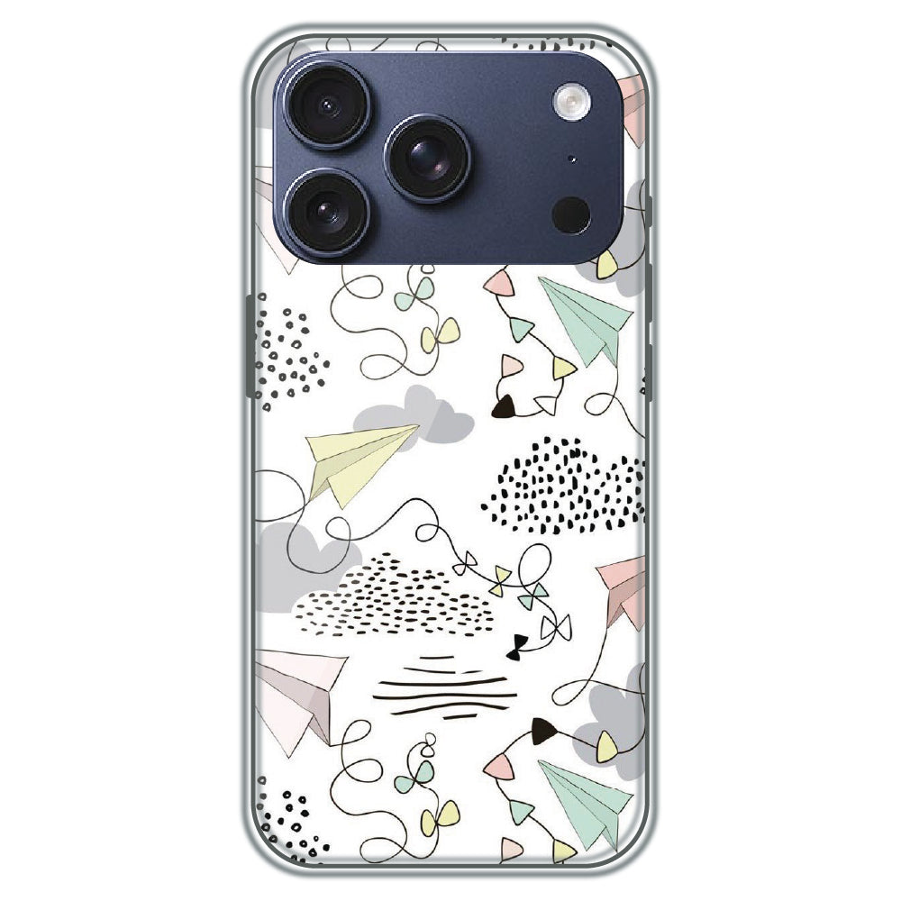 Paper Plane Doodles - Printed Silicone Case for Apple iPhone 17 Pro