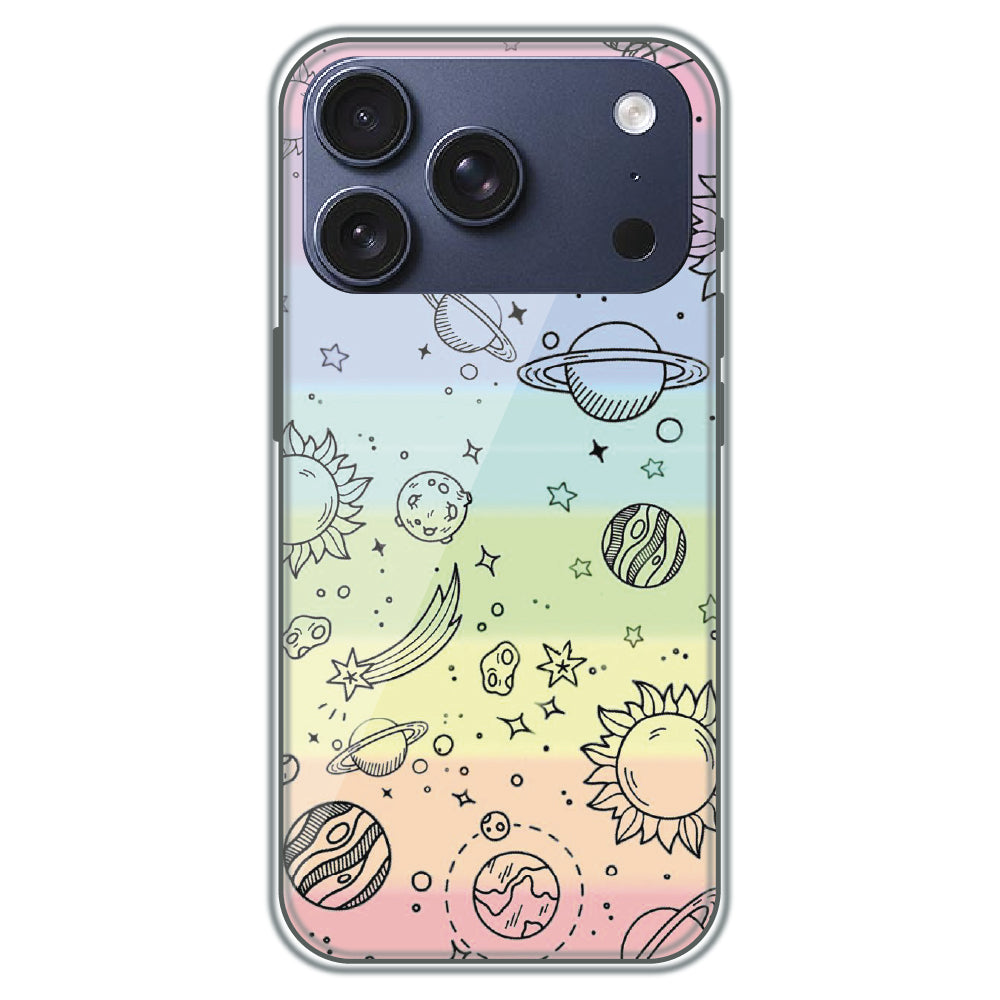 Pastel Galaxy Doodle - Printed Silicone Case for Apple iPhone 17 Pro