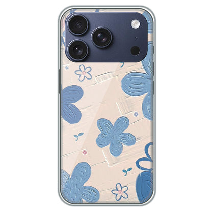 Textured Blue Blossoms - Printed Silicone Case for Apple iPhone 17 Pro