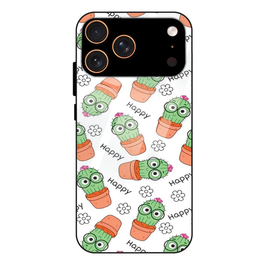 Cute Cactus Happy - Glass Case For Apple iPhone 17 Pro