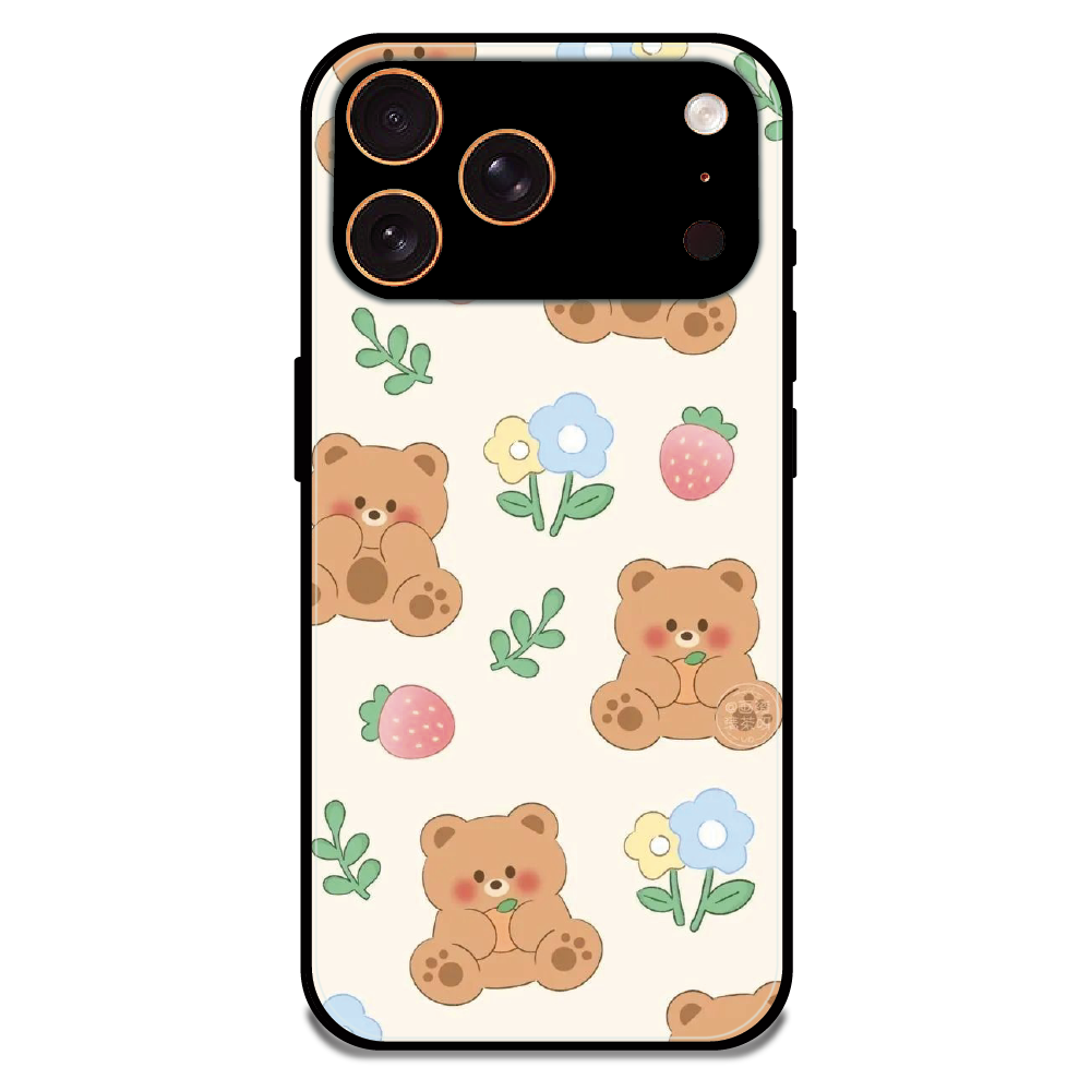Cute Teddy Garden - Glossy Metal Silicone Case For Apple iPhone 17 Pro