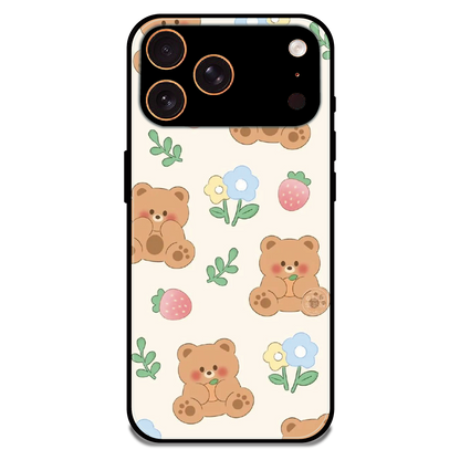Cute Teddy Garden - Glossy Metal Silicone Case For Apple iPhone 17 Pro