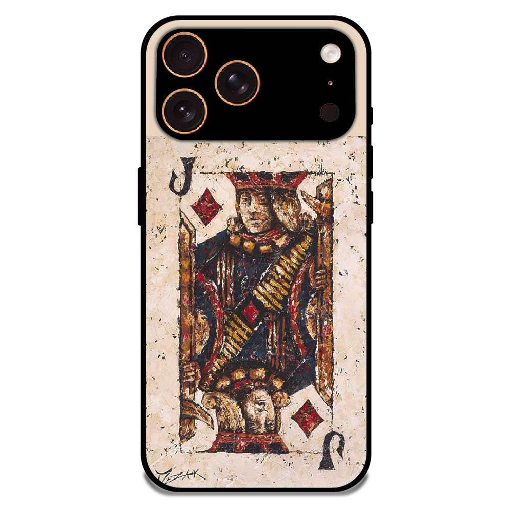 Vintage Playing Card King Art - Glossy Metal Silicone Case For Apple iPhone 17 Pro 