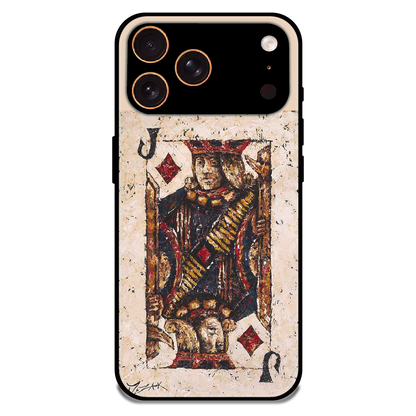 Vintage Playing Card King Art - Glossy Metal Silicone Case For Apple iPhone 17 Pro 
