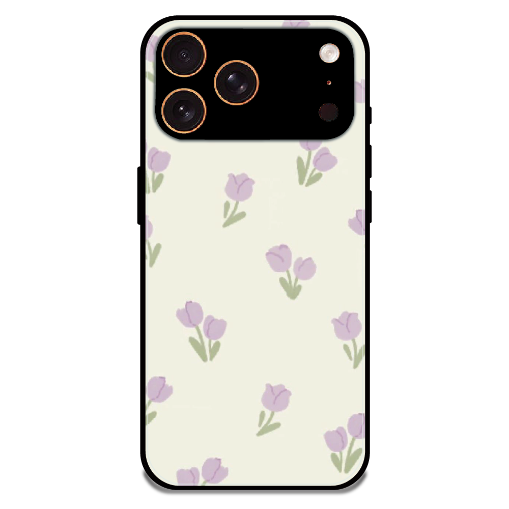 Minimal Tulip Pattern - Glossy Metal Silicone Case For Apple iPhone 17 Pro