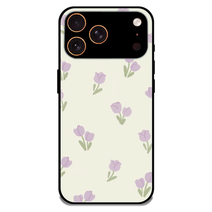 Minimal Tulip Pattern - Glossy Metal Silicone Case For Apple iPhone 17 Pro
