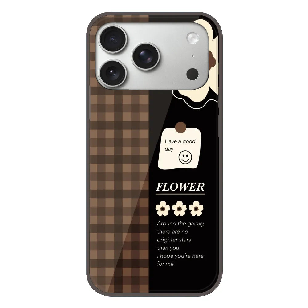 Brown Checkered Flower Quote - Printed Silicone Case For Apple iPhone 17 Pro