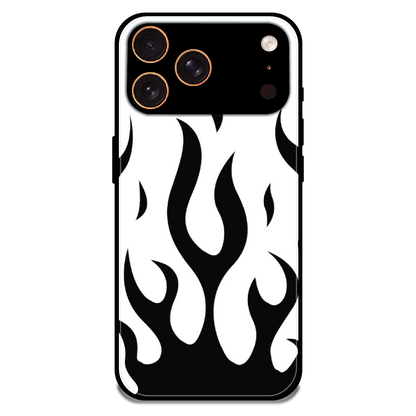 Monochrome Flame Art - Glossy Metal Silicone Case For Apple iPhone 17 Pro
