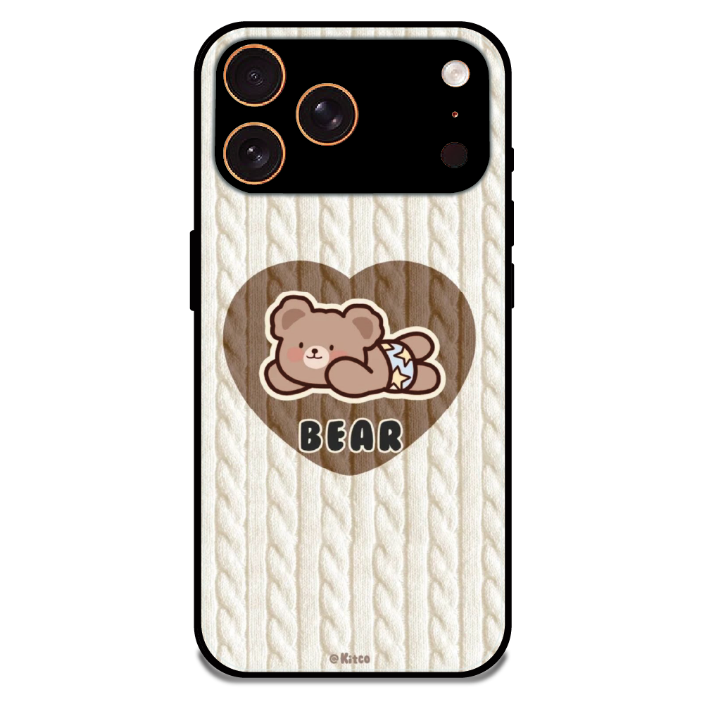 Bear Heart - Glossy Metal Silicone Case For Apple iPhone 17 Pro