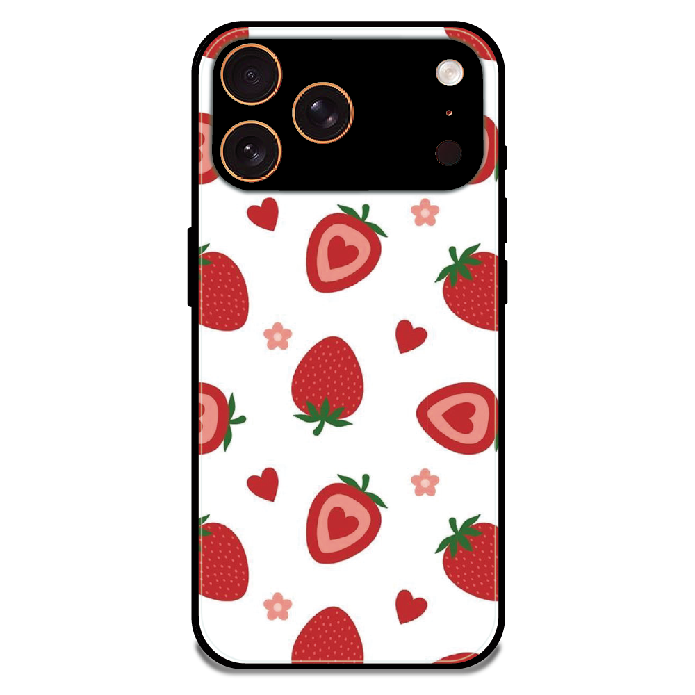 Strawberry - Glossy Metal Silicone Case For Apple iPhone 17 Pro