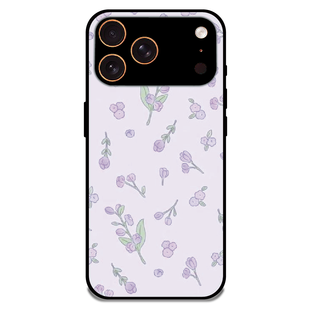 Lavender Floral Ditsy - Glossy Metal Silicone Case For Apple iPhone 17 Pro