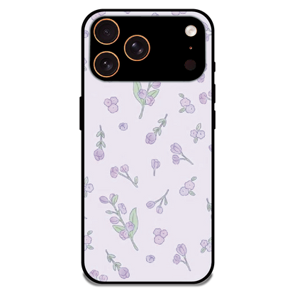 Lavender Floral Ditsy - Glossy Metal Silicone Case For Apple iPhone 17 Pro